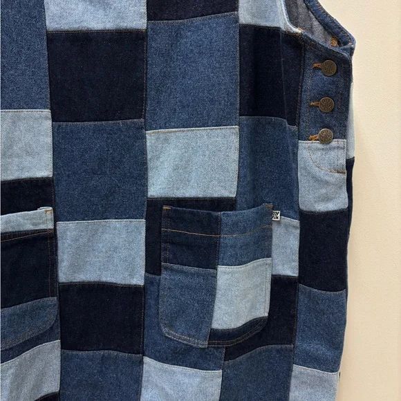 Lucy & Yak Layla Blue Paige Patchwork Denim Dress - coffeafoods.com